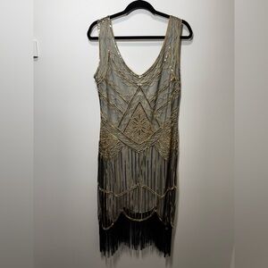 Elegant Gold and Black Women's Dress